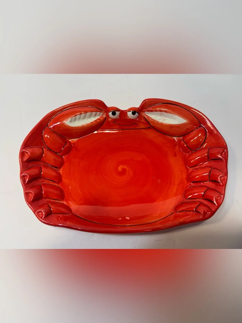 Red Ceramic Crab Serving Platter - Decorative Dinnerware